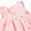 Cotton floral dress and bloomers for newborn girls, pink/white