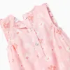 Cotton floral jumpsuit with ruffles for newborn girls, pink/white