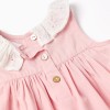 Poplin dress + bloomers with ruffles for newborn girls, light pink