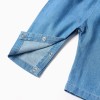 Denim jumpsuit with embroidered flowers for newborn girls, blue