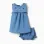 Denim dress + bloomers with ruffles for newborn girls, blue