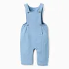 Cotton denim jumpsuit with elastic for newborn boys, light blue