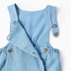 Cotton denim jumpsuit with elastic for newborn boys, light blue