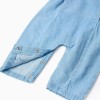 Cotton denim jumpsuit with elastic for newborn boys, light blue