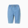 Cotton jeans with elastic waistband for newborns, blue