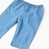 Cotton jeans with elastic waistband for newborns, blue