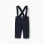 Twill trousers with braces for newborn boys, dark blue