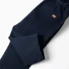 Twill trousers with braces for newborn boys, dark blue