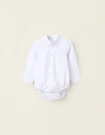 Cotton Wrapover Bodysuit for Newborn Girls, White