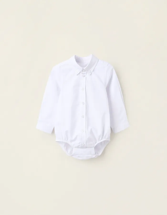 Cotton Wrapover Bodysuit for Newborn Girls, White