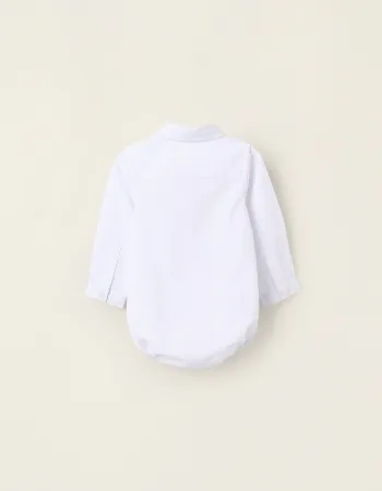 Cotton Wrapover Bodysuit for Newborn Girls, White