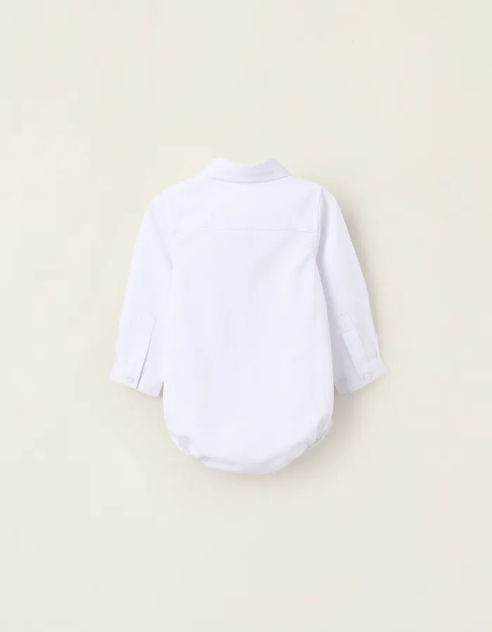 Cotton Wrapover Bodysuit for Newborn Girls, White