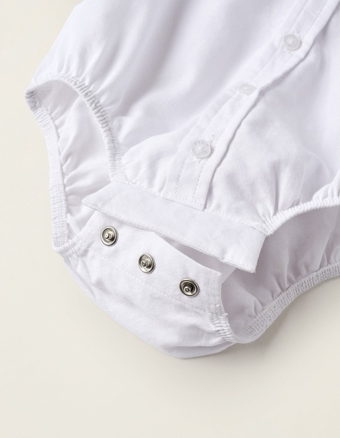 Cotton Wrapover Bodysuit for Newborn Girls, White