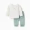 Sweatshirt with rainbow print + trousers for newborn girls, white/green