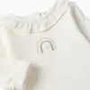 Sweatshirt with rainbow print + trousers for newborn girls, white/green