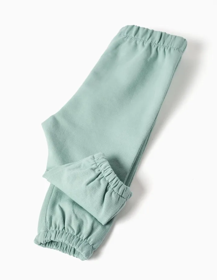 Sweatshirt with rainbow print + trousers for newborn girls, white/green