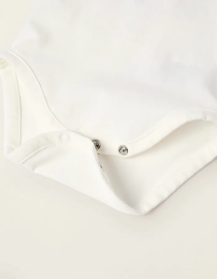 Long Sleeve Polo-Bodysuit for Newborn Boys, White