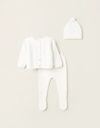 3-Piece Knitted Set for Newborns, White
