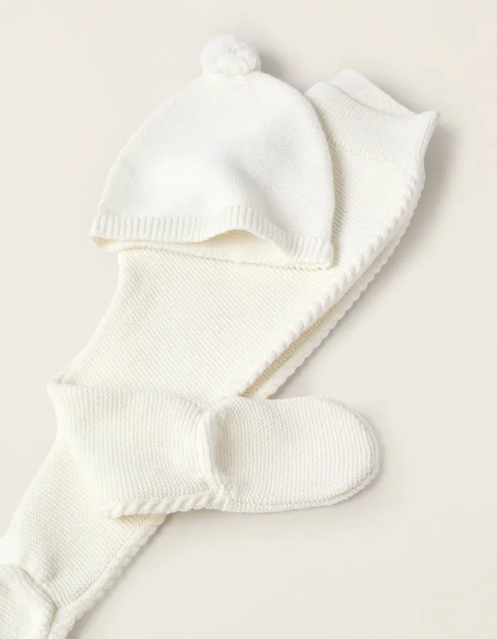 3-Piece Knitted Set for Newborns, White
