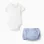 Polo-bodysuit + twill shorts for newborn boys, white/light blue