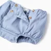 Polo-bodysuit + twill shorts for newborn boys, white/light blue