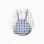 Cotton bodysuit + checked jumpsuit B&S for newborn boys, white/blue