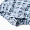Cotton bodysuit + checked jumpsuit B&S for newborn boys, white/blue