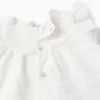 Cotton blouse and bloomers set with ruffles for newborn girls, white