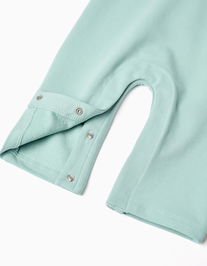 Long sleeve bodysuit + jumpsuit for newborn boys, white/green