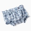 Cotton bodysuit + checked bloomers B&S for newborn girls, white/blue