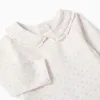 Long sleeve bodysuit with floral motif for newborn girls, white/pink