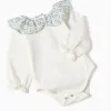 Cotton bodysuit + shorts with ruffles You&Me for newborn girls, white/blue