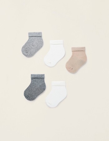 Pack of 5 Ribbed Socks for Baby Boys, Multicolour
