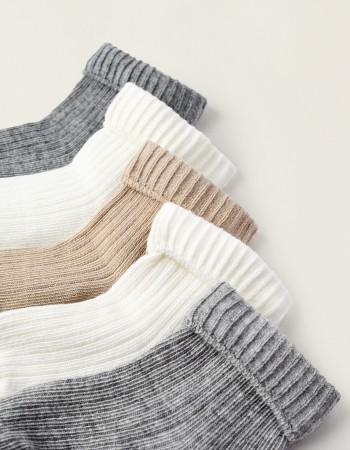 Pack of 5 Ribbed Socks for Baby Boys, Multicolour