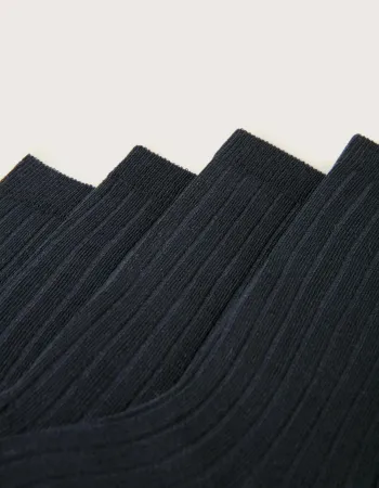 Pack 2 Pairs of Ribbed High Socks for Baby Boys, Dark Blue