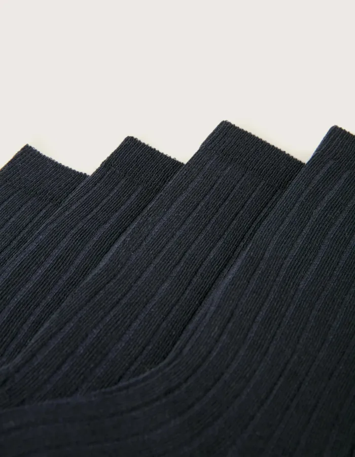 Pack 2 Pairs of Ribbed High Socks for Baby Boys, Dark Blue