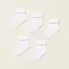 Pack of 5 Pairs of Ribbed Folded Cuff Socks for Babies, White