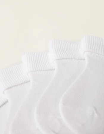 Pack of 5 Pairs of Ribbed Folded Cuff Socks for Babies, White