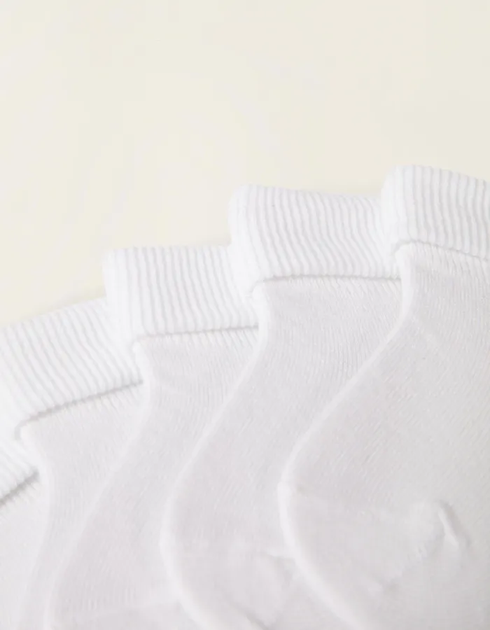 Pack of 5 Pairs of Ribbed Folded Cuff Socks for Babies, White